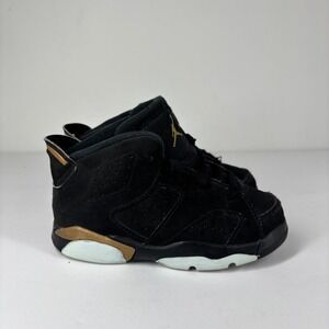 Air Jordan 6 Retro Black Metallic Gold Toddler Sneakers Shoes Size 8C